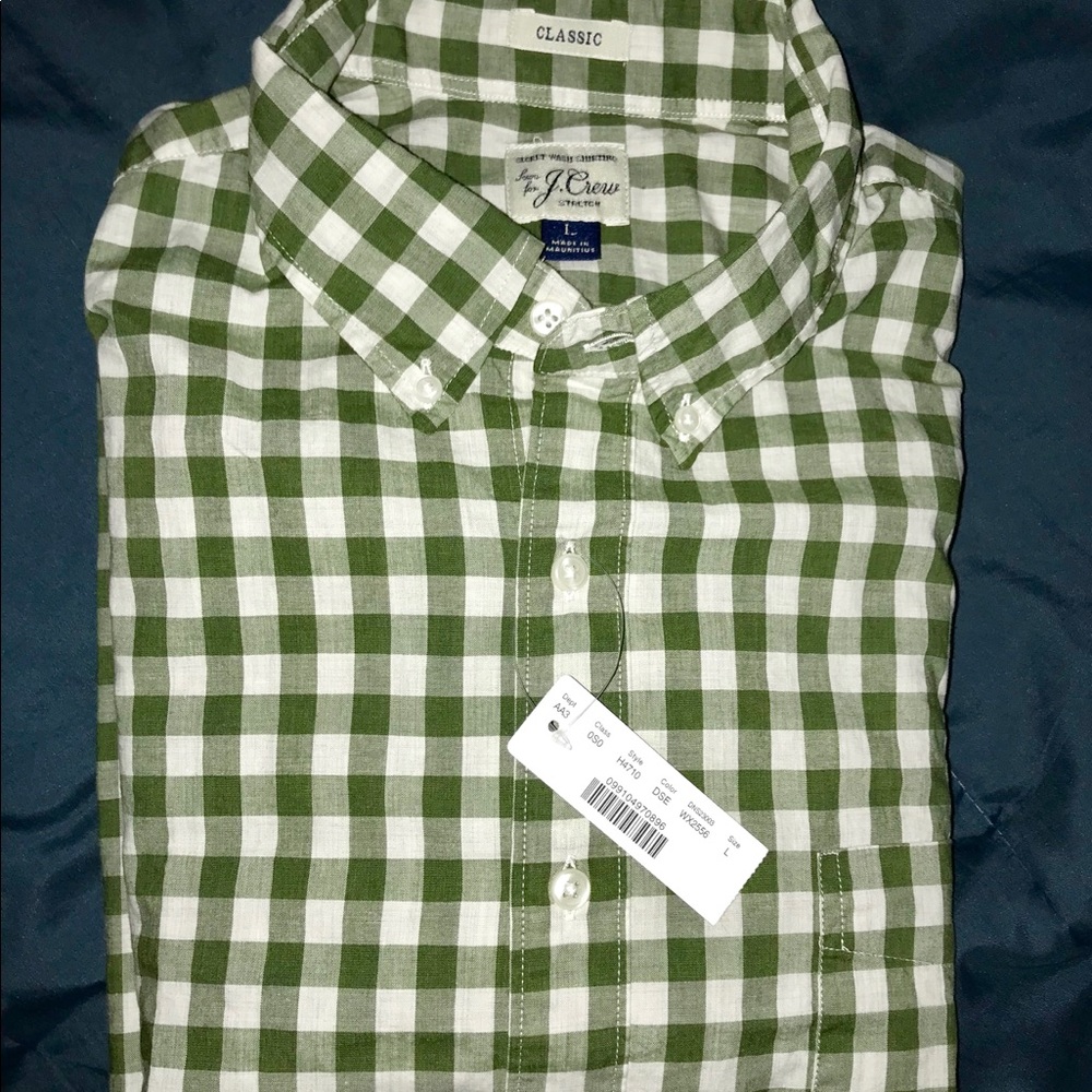 J. Crew gingham print button down shirt *NWT*